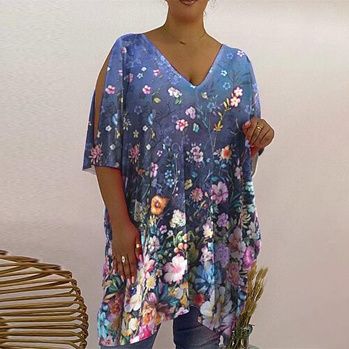 Women's Plus Size Tops T shirt Tee Floral Striped Cut Out Print Half Sleeve V Neck Preppy Daily Going out Cotton Spandex Jersey Fall Spring Dark Yellow Black
Women's Plus Size Tops T shirt Tee Floral Striped Cut Out Print Half Sleeve V Neck Preppy Daily Going out Cotton Spandex Jersey Fall Spring Dark Yellow Black