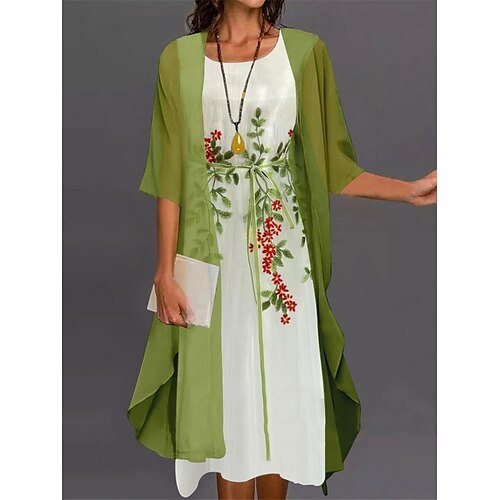 Women's Dress Set Two Piece Dress Midi Dress Green Blue Light Green Half Sleeve Floral Print Fall Winter Round Neck Elegant 2022 M L XL 2XL 3XL 4XL 5XL
Women's Dress Set Two Piece Dress Midi Dress Green Blue Light Green Half Sleeve Floral Print Fall Winter Round Neck Elegant 2022 M L XL 2XL 3XL 4XL 5XL