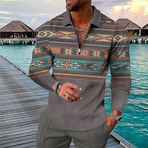 Men's Collar Polo Shirt Golf Shirt Geometry Turndown Gray 3D Print Outdoor Street Long Sleeve Zipper Print Clothing Apparel Fashion Designer Casual Breathable
Men's Collar Polo Shirt Golf Shirt Geometry Turndown Gray 3D Print Outdoor Street Long Sleeve Zipper Print Clothing Apparel Fashion Designer Casual Breathable