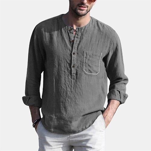 Men's Shirt Solid Color Crew Neck Blue Gray White Black Outdoor Street Long Sleeve Button-Down Print Clothing Apparel Fashion Designer Casual Big and Tall / Spring / Fall
Men's Shirt Solid Color Crew Neck Blue Gray White Black Outdoor Street Long Sleeve Button-Down Print Clothing Apparel Fashion Designer Casual Big and Tall / Spring / Fall