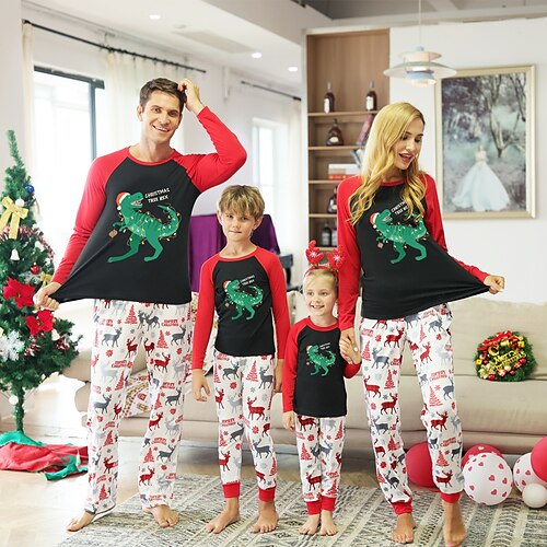 Christmas Pajamas Ugly Dinosaur Print Family Pajama Set Home Party Dress Up Green White Black Long Sleeve Mom Dad and Me Daily Matching Outfits
Christmas Pajamas Ugly Dinosaur Print Family Pajama Set Home Party Dress Up Green White Black Long Sleeve Mom Dad and Me Daily Matching Outfits