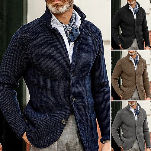 Men's Cardigan Sweater Jumper Waffle Knit Cropped Knitted Solid Color Stand Collar Stylish Basic Daily Holiday Fall Winter Black Blue S M L / Long Sleeve / Long Sleeve
Men's Cardigan Sweater Jumper Waffle Knit Cropped Knitted Solid Color Stand Collar Stylish Basic Daily Holiday Fall Winter Black Blue S M L / Long Sleeve / Long Sleeve