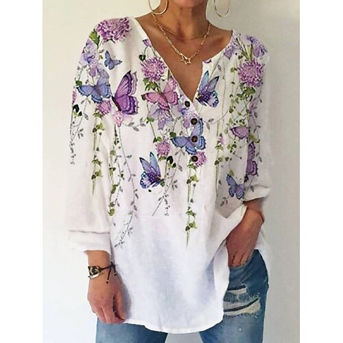 Chemise Femme Blanche Floral Papillon Bouton Imprimer manche longue Vacances Fin de semaine Vêtement de rue Décontractées Col V Normal Standard Fleur Papillon S
Chemise Femme Blanche Floral Papillon Bouton Imprimer manche longue Vacances Fin de semaine Vêtement de rue Décontractées Col V Normal Standard Fleur Papillon S