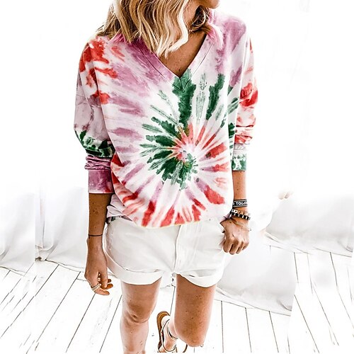Women's T shirt Tee Tie Dye Casual Weekend T shirt Tee Long Sleeve Print V Neck Basic Green Blue Purple S
Women's T shirt Tee Tie Dye Casual Weekend T shirt Tee Long Sleeve Print V Neck Basic Green Blue Purple S