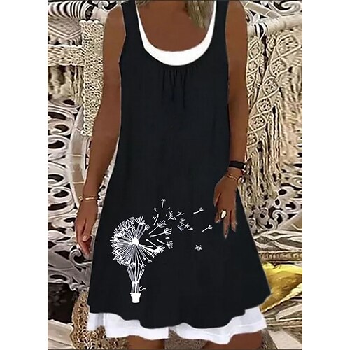 Women's A Line Dress Knee Length Dress Black And White Black gray White Black Sleeveless Floral Print Heart Patchwork Fake two piece Fall Summer U Neck Stylish Fashion 2022 S M L XL 2XL 3XL
Women's A Line Dress Knee Length Dress Black And White Black gray White Black Sleeveless Floral Print Heart Patchwork Fake two piece Fall Summer U Neck Stylish Fashion 2022 S M L XL 2XL 3XL