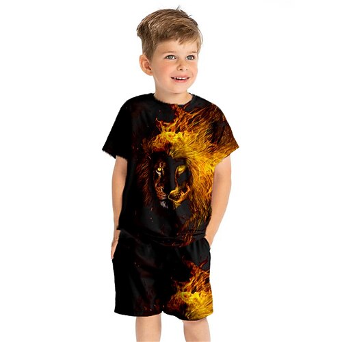 Kids Boys T-shirt Shorts Clothing Set 2 Pieces Short Sleeve Black Lion Animal Crewneck Print Street Sports Vacation Fashion Comfort Cool Daily 3-13 Years
Kids Boys T-shirt Shorts Clothing Set 2 Pieces Short Sleeve Black Lion Animal Crewneck Print Street Sports Vacation Fashion Comfort Cool Daily 3-13 Years