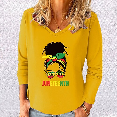 Women's T shirt Tee Blue Yellow Orange Graphic Text Print Long Sleeve Casual Weekend Basic V Neck Regular Painting S
Women's T shirt Tee Blue Yellow Orange Graphic Text Print Long Sleeve Casual Weekend Basic V Neck Regular Painting S