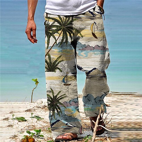 Men's Trousers Beach Pants Pocket Drawstring Elastic Waist Coconut Tree Graphic Prints Comfort Breathable Casual Daily Holiday Streetwear Designer Black Yellow
Men's Trousers Beach Pants Pocket Drawstring Elastic Waist Coconut Tree Graphic Prints Comfort Breathable Casual Daily Holiday Streetwear Designer Black Yellow