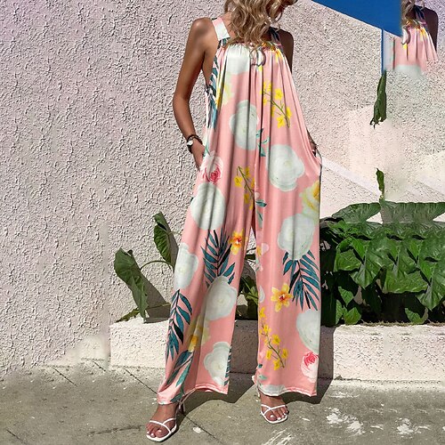 Women's Jumpsuit Backless Print Floral U Neck Casual Holiday Weekend Regular Fit Sleeveless Green White Black S M L Spring
Women's Jumpsuit Backless Print Floral U Neck Casual Holiday Weekend Regular Fit Sleeveless Green White Black S M L Spring