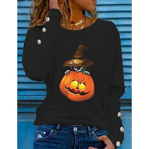 Women's Sweatshirt Pullover Button Up Hoodie Active Streetwear Print White Black Blue Pumpkin Halloween Round Neck Long Sleeve S M L XL XXL
Women's Sweatshirt Pullover Button Up Hoodie Active Streetwear Print White Black Blue Pumpkin Halloween Round Neck Long Sleeve S M L XL XXL