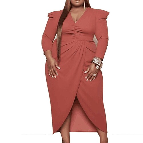 Women's Plus Size Party Dress Solid Color V Neck Ruched Long Sleeve Fall Spring Work Elegant Prom Dress Maxi long Dress Formal Party Dress
Women's Plus Size Party Dress Solid Color V Neck Ruched Long Sleeve Fall Spring Work Elegant Prom Dress Maxi long Dress Formal Party Dress