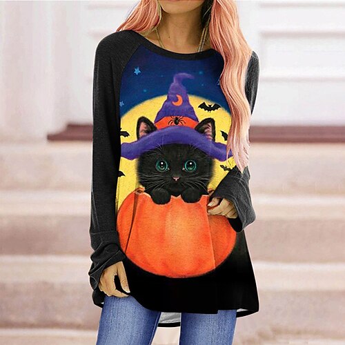 Women's T shirt Tee Color Block Pumpkin Halloween Casual Weekend T shirt Tee Long Sleeve Patchwork Print Round Neck Basic Halloween Purple Khaki Red S
Women's T shirt Tee Color Block Pumpkin Halloween Casual Weekend T shirt Tee Long Sleeve Patchwork Print Round Neck Basic Halloween Purple Khaki Red S