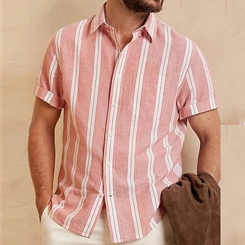 Men's Shirt Striped Turndown Pink Short Sleeve Print Daily Holiday Button-Down Tops Hawaiian Comfortable Beach / Summer / Summer
Men's Shirt Striped Turndown Pink Short Sleeve Print Daily Holiday Button-Down Tops Hawaiian Comfortable Beach / Summer / Summer