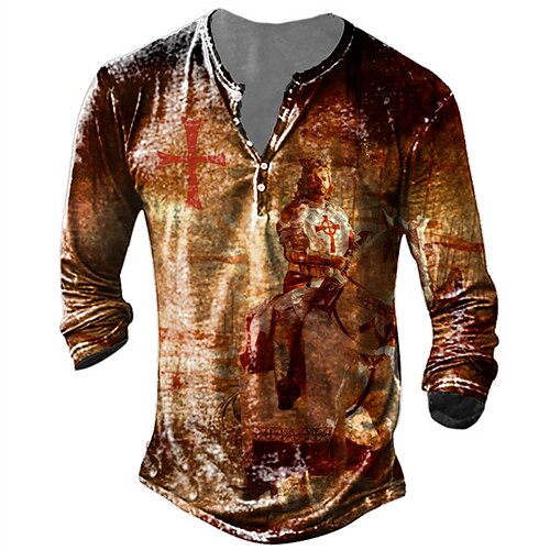 Men's T shirt Tee Henley Shirt Tee Graphic Cross Henley Brown Long Sleeve 3D Print Plus Size Outdoor Daily Button-Down Print Tops Basic Designer Classic Comfortable / Sports
Men's T shirt Tee Henley Shirt Tee Graphic Cross Henley Brown Long Sleeve 3D Print Plus Size Outdoor Daily Button-Down Print Tops Basic Designer Classic Comfortable / Sports