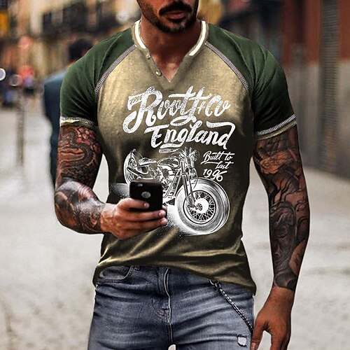 Men's Unisex T shirt Tee Color Block Graphic Prints Motorcycle V Neck Green 3D Print Outdoor Street Short Sleeve Patchwork Button-Down Clothing Apparel Sports Designer Casual Big and Tall / Summer
Men's Unisex T shirt Tee Color Block Graphic Prints Motorcycle V Neck Green 3D Print Outdoor Street Short Sleeve Patchwork Button-Down Clothing Apparel Sports Designer Casual Big and Tall / Summer
