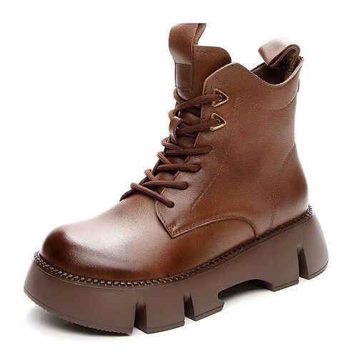Women's Boots Daily Combat Boots Booties Ankle Boots Chunky Heel Round Toe Vintage Casual Walking Shoes Leather Lace-up Solid Colored Black Khaki Brown
Women's Boots Daily Combat Boots Booties Ankle Boots Chunky Heel Round Toe Vintage Casual Walking Shoes Leather Lace-up Solid Colored Black Khaki Brown
