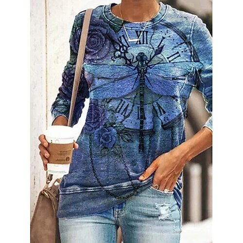 Women's T shirt Tee Graphic Casual Weekend T shirt Tee Long Sleeve Print Round Neck Basic Blue Light Blue S / 3D Print
Women's T shirt Tee Graphic Casual Weekend T shirt Tee Long Sleeve Print Round Neck Basic Blue Light Blue S / 3D Print
