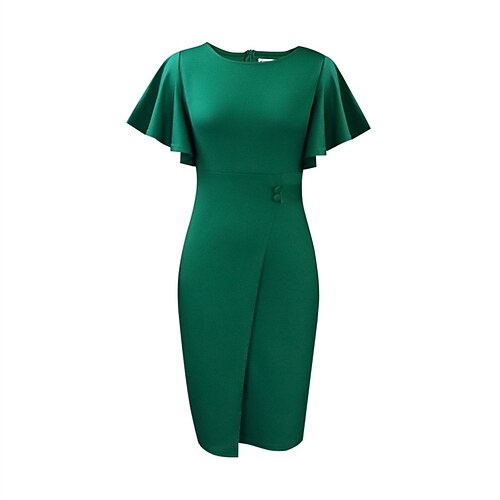 Women's Plus Size Work Dress Solid Color Crew Neck Ruffle Short Sleeve Spring Summer Work Formal Knee Length Dress Formal Work Dress / Split
Women's Plus Size Work Dress Solid Color Crew Neck Ruffle Short Sleeve Spring Summer Work Formal Knee Length Dress Formal Work Dress / Split