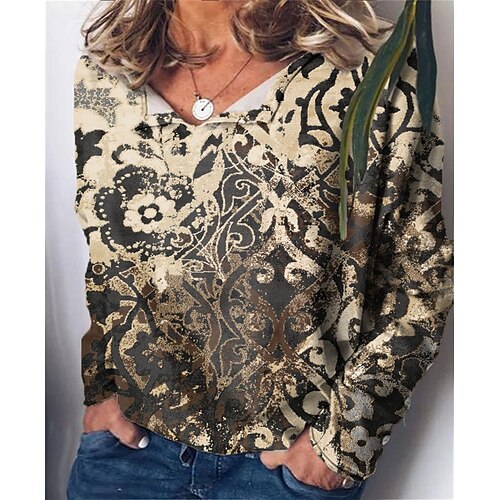 Women's Plus Size Tops Blouse Shirt Geometry Print Long Sleeve V Neck Streetwear Daily Vacation Polyester Fall Winter White Gray
Women's Plus Size Tops Blouse Shirt Geometry Print Long Sleeve V Neck Streetwear Daily Vacation Polyester Fall Winter White Gray