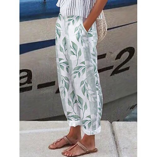 Women's Chinos Pants Trousers Linen Linen / Cotton Blend Green Mid Waist Fashion Designer Casual Weekend Side Pockets Print Micro-elastic Full Length Comfort Leaf S M L XL XXL / Loose Fit
Women's Chinos Pants Trousers Linen Linen / Cotton Blend Green Mid Waist Fashion Designer Casual Weekend Side Pockets Print Micro-elastic Full Length Comfort Leaf S M L XL XXL / Loose Fit