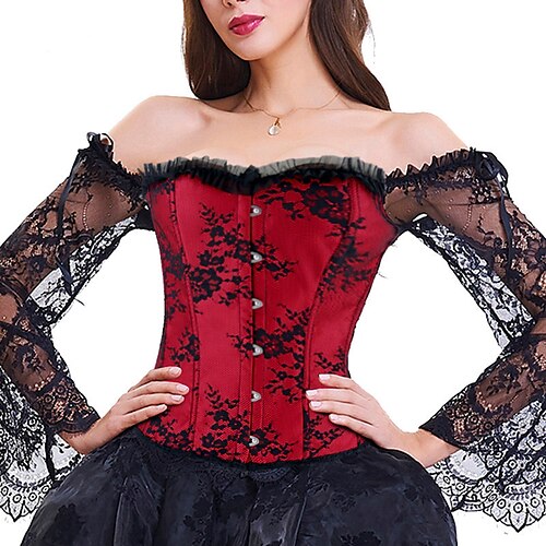 Corset Women's Corset Tops Birthday Party Party Evening Club Black Red Comfortable Overbust Corset Hook Eye Lace Up Backless Embroidery Lace Flower Fall Winter
Corset Women's Corset Tops Birthday Party Party Evening Club Black Red Comfortable Overbust Corset Hook Eye Lace Up Backless Embroidery Lace Flower Fall Winter
