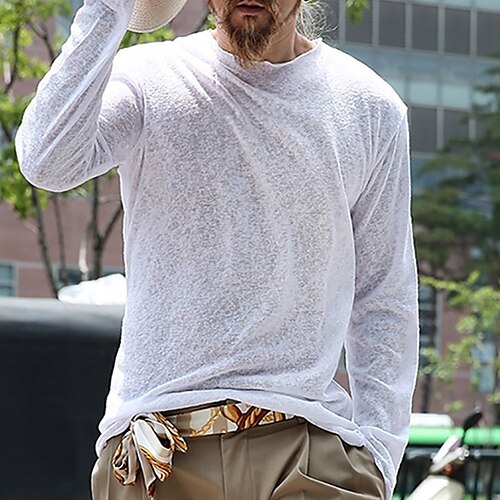 Men's T shirt Tee Solid Color Crew Neck Street Daily Long Sleeve Tops Casual Fashion Comfortable White / Beach
Men's T shirt Tee Solid Color Crew Neck Street Daily Long Sleeve Tops Casual Fashion Comfortable White / Beach
