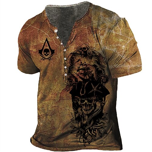 Men's T shirt Tee Henley Shirt Tee Graphic Skull Henley Brown Short Sleeve 3D Print Plus Size Outdoor Daily Button-Down Print Tops Basic Designer Casual Big and Tall / Summer / Summer / Sports
Men's T shirt Tee Henley Shirt Tee Graphic Skull Henley Brown Short Sleeve 3D Print Plus Size Outdoor Daily Button-Down Print Tops Basic Designer Casual Big and Tall / Summer / Summer / Sports
