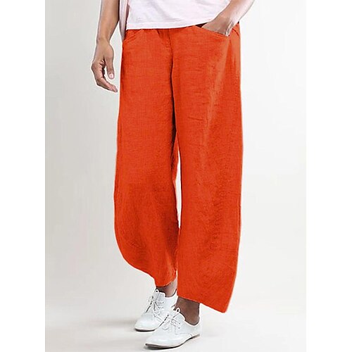 Women's Basic Essential Casual Wide Leg Side Pockets Baggy Pants Athletic Athleisure Micro-elastic Solid Color Linen / Cotton Blend Faux Linen Comfy Breathable High Waist Green Rosy Pink Grey Dark
Women's Basic Essential Casual Wide Leg Side Pockets Baggy Pants Athletic Athleisure Micro-elastic Solid Color Linen / Cotton Blend Faux Linen Comfy Breathable High Waist Green Rosy Pink Grey Dark