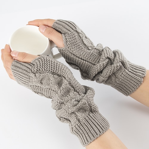 

Women's Fingerless Gloves Warm Winter Gloves Gift Daily Solid / Plain Color Knit Acrylic Fibers Simple Warm 1 Pair