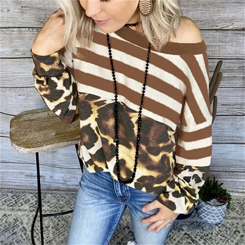 Women's T shirt Tee Leopard Casual Holiday Weekend T shirt Tee Long Sleeve Print Round Neck Basic Brown S
Women's T shirt Tee Leopard Casual Holiday Weekend T shirt Tee Long Sleeve Print Round Neck Basic Brown S