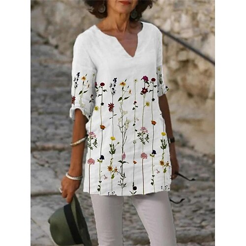 Women's T shirt Tee Floral Casual Daily Floral T shirt Tee Half Sleeve Print V Neck Basic White S / 3D Print
Women's T shirt Tee Floral Casual Daily Floral T shirt Tee Half Sleeve Print V Neck Basic White S / 3D Print