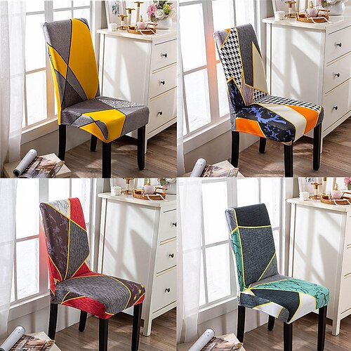 

Stretch Kitchen Chair Cover Slipcover for Dinning Party Plaid High Elasticity Fashion Printing Four Seasons Universal Super Soft Fabric