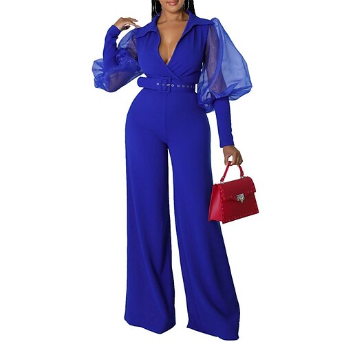 Women's Jumpsuit Lace up Mesh Solid Color Shirt Collar Streetwear Going out Regular Fit Long Sleeve Puff Sleeve Blue Fuchsia Orange S M L Winter
Women's Jumpsuit Lace up Mesh Solid Color Shirt Collar Streetwear Going out Regular Fit Long Sleeve Puff Sleeve Blue Fuchsia Orange S M L Winter