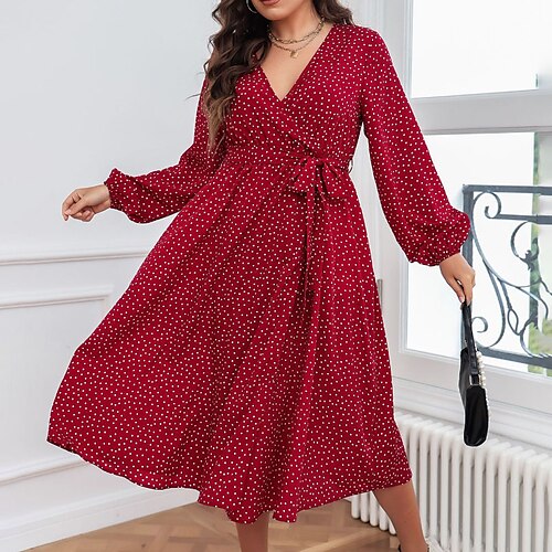Per donna Plus Size Abito casual A pois A V Manica lunga Autunno Inverno Informale Vestito longuette Giornaliero Per eventi Vestito
Per donna Plus Size Abito casual A pois A V Manica lunga Autunno Inverno Informale Vestito longuette Giornaliero Per eventi Vestito