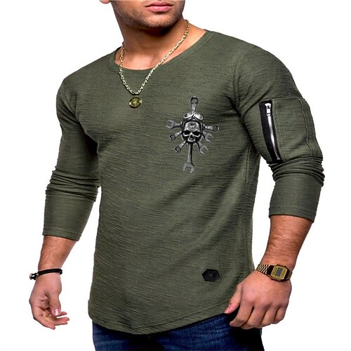 Men's T shirt Tee Hot Stamping Graphic Skull Crew Neck Street Daily Print Long Sleeve Tops Designer Casual Fashion Comfortable Army Green / Sports
Men's T shirt Tee Hot Stamping Graphic Skull Crew Neck Street Daily Print Long Sleeve Tops Designer Casual Fashion Comfortable Army Green / Sports