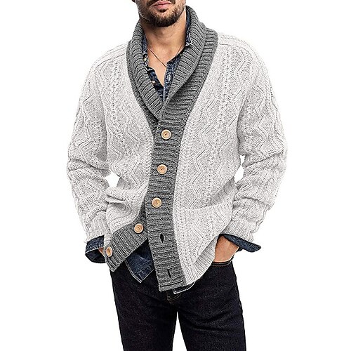 Men's Cardigan Sweater Jumper Cable Knit Pocket Knitted Color Block Shirt Collar Stylish Basic Daily Holiday Fall Winter White Gray M L XL / Long Sleeve / Long Sleeve / Weekend
Men's Cardigan Sweater Jumper Cable Knit Pocket Knitted Color Block Shirt Collar Stylish Basic Daily Holiday Fall Winter White Gray M L XL / Long Sleeve / Long Sleeve / Weekend