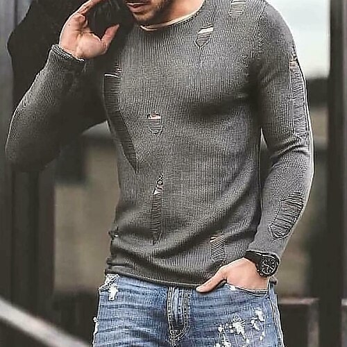 Men's Pullover Sweater Jumper Waffle Knit Cropped Knitted Ripped Solid Color Crew Neck Stylish Basic Daily Holiday Fall Winter Gray S M L / Long Sleeve
Men's Pullover Sweater Jumper Waffle Knit Cropped Knitted Ripped Solid Color Crew Neck Stylish Basic Daily Holiday Fall Winter Gray S M L / Long Sleeve