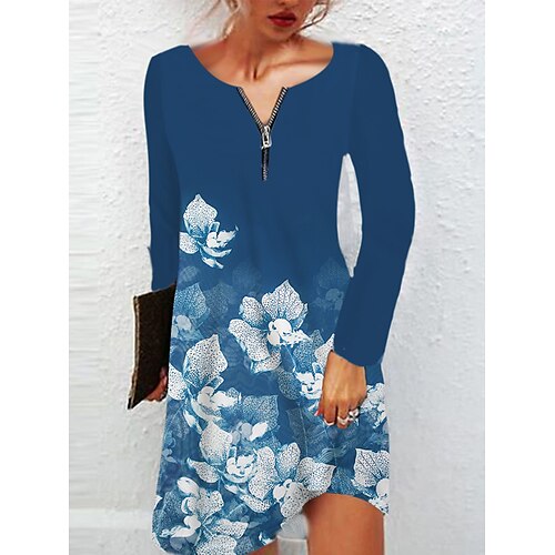 Women's Casual Dress Knee Length Dress Green Blue Dark Blue Long Sleeve Floral Zipper Print Fall Winter Crew Neck Casual 2022 S M L XL 2XL 3XL 4XL 5XL 6XL / 3D Print
Women's Casual Dress Knee Length Dress Green Blue Dark Blue Long Sleeve Floral Zipper Print Fall Winter Crew Neck Casual 2022 S M L XL 2XL 3XL 4XL 5XL 6XL / 3D Print