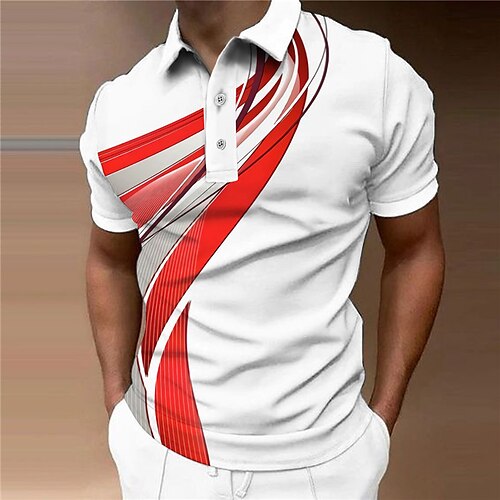 Men's Collar Polo Shirt Golf Shirt Linear Turndown White 3D Print Outdoor Street Short Sleeves Button-Down Print Clothing Apparel Fashion Designer Casual Breathable / Summer / Spring / Summer
Men's Collar Polo Shirt Golf Shirt Linear Turndown White 3D Print Outdoor Street Short Sleeves Button-Down Print Clothing Apparel Fashion Designer Casual Breathable / Summer / Spring / Summer