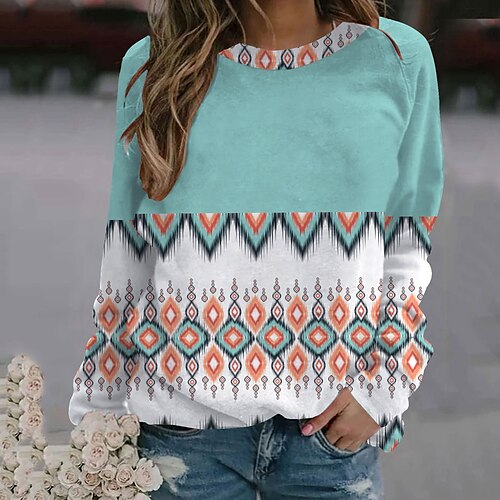 Women's Sweatshirt Pullover Active Ethnic Print Green White Orange Geometric Daily Round Neck Long Sleeve S M L XL XXL / 3D Print
Women's Sweatshirt Pullover Active Ethnic Print Green White Orange Geometric Daily Round Neck Long Sleeve S M L XL XXL / 3D Print