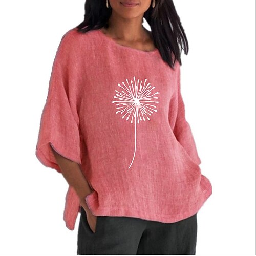 Women's T shirt Tee Dandelion Casual Weekend T shirt Tee 3/4 Length Sleeve Print Round Neck Basic Blue Gray Purple S
Women's T shirt Tee Dandelion Casual Weekend T shirt Tee 3/4 Length Sleeve Print Round Neck Basic Blue Gray Purple S