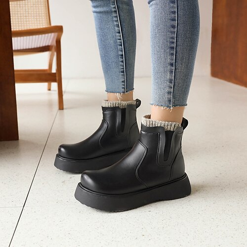 Women's Boots Chelsea Boots Booties Ankle Boots Flat Heel Round Toe Minimalism Daily PU Leather Elastic Band Fall Winter Color Block White Black
Women's Boots Chelsea Boots Booties Ankle Boots Flat Heel Round Toe Minimalism Daily PU Leather Elastic Band Fall Winter Color Block White Black