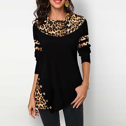 Women's Blouse Leopard Casual Weekend Painting Blouse Long Sleeve Button Print Round Neck Basic Black Purple Red S / 3D Print
Women's Blouse Leopard Casual Weekend Painting Blouse Long Sleeve Button Print Round Neck Basic Black Purple Red S / 3D Print