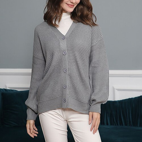 Women's Cardigan Sweater Jumper Crochet Knit Knitted Button Solid Color V Neck Stylish Casual Daily Date Fall Winter White Black S M L / Long Sleeve
Women's Cardigan Sweater Jumper Crochet Knit Knitted Button Solid Color V Neck Stylish Casual Daily Date Fall Winter White Black S M L / Long Sleeve