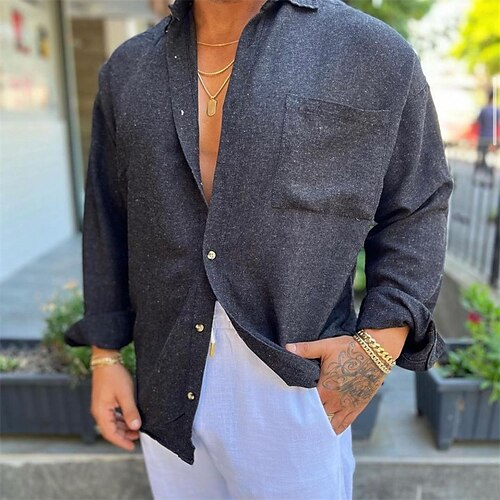 Men's Shirt Solid Color Turndown Street Daily Button-Down Long Sleeve Tops Casual Fashion Comfortable Big and Tall Black
Men's Shirt Solid Color Turndown Street Daily Button-Down Long Sleeve Tops Casual Fashion Comfortable Big and Tall Black