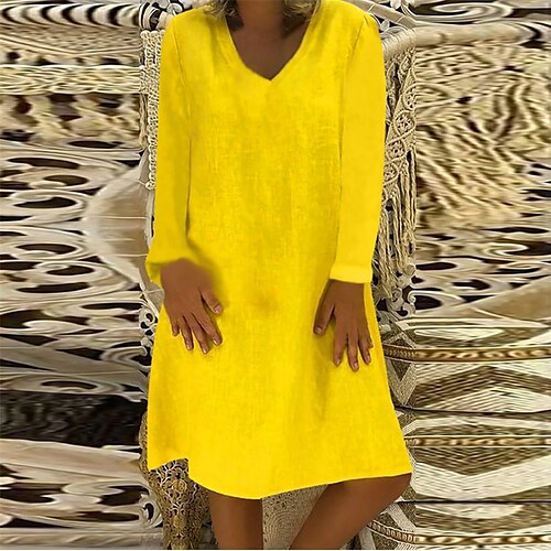 Women's Casual Dress A Line Dress Knee Length Dress Black Blue Yellow Orange Beige Long Sleeve Pure Color Ruched Fall Winter V Neck Stylish Casual Modern 2022 S M L XL XXL / Cotton
Women's Casual Dress A Line Dress Knee Length Dress Black Blue Yellow Orange Beige Long Sleeve Pure Color Ruched Fall Winter V Neck Stylish Casual Modern 2022 S M L XL XXL / Cotton