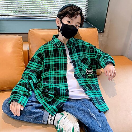 Kids Boys Shirt Long Sleeve Plaid Green Black Children Tops Fall Winter Daily Daily Regular Fit 3-13 Years
Kids Boys Shirt Long Sleeve Plaid Green Black Children Tops Fall Winter Daily Daily Regular Fit 3-13 Years
