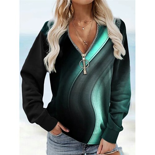 Women's T shirt Tee Green Brown Graphic Quarter Zip Print Long Sleeve Casual Weekend Basic V Neck Regular Painting S / 3D Print
Women's T shirt Tee Green Brown Graphic Quarter Zip Print Long Sleeve Casual Weekend Basic V Neck Regular Painting S / 3D Print
