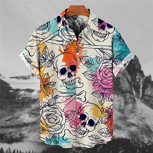 Men's Shirt Skull Turndown Rainbow Short Sleeves 3D Print Outdoor Halloween Button-Down Print Tops Fashion Designer Casual Breathable / Summer / Spring / Summer
Men's Shirt Skull Turndown Rainbow Short Sleeves 3D Print Outdoor Halloween Button-Down Print Tops Fashion Designer Casual Breathable / Summer / Spring / Summer