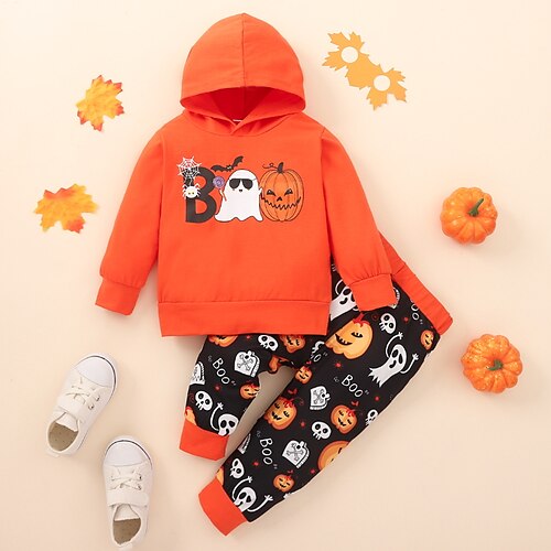 2 Pieces Toddler Boys Halloween Hoodie & Pants Clothing Set Outfit Print Long Sleeve Print Cotton Set Daily Casual Fall Spring Black White
2 Pieces Toddler Boys Halloween Hoodie & Pants Clothing Set Outfit Print Long Sleeve Print Cotton Set Daily Casual Fall Spring Black White